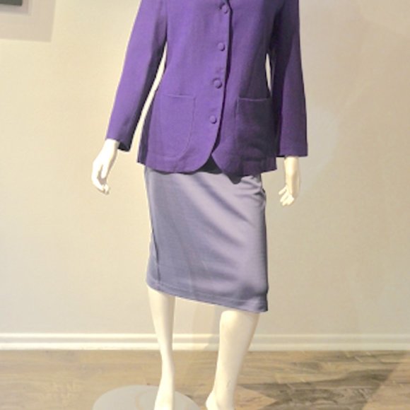 Custom house label-DUSTY GRAPE PONTI SLIM SKIRT - Picture 2 of 5